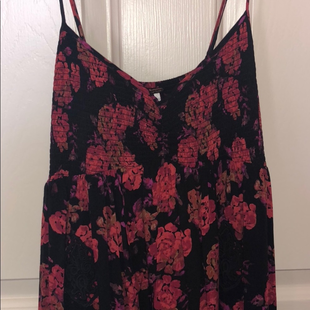 Free People smocked floral sundress with lace XS